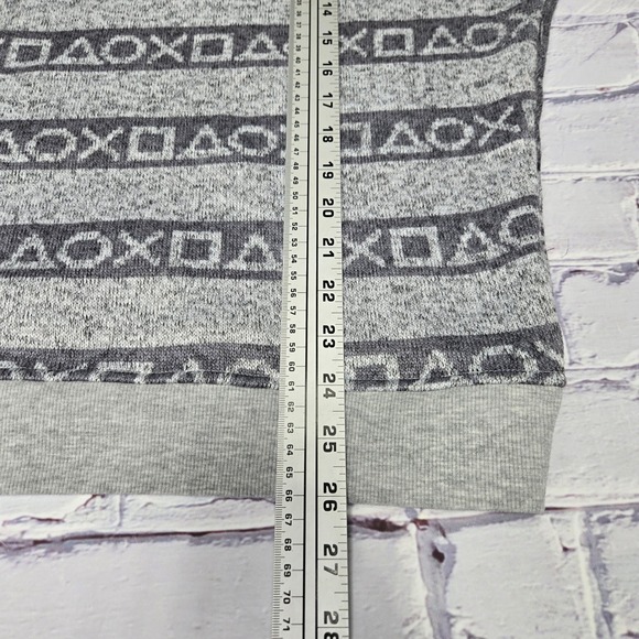 PlayStation Men XL Crewneck Sweatshirt Grey Marled Gamer Controller Symbols Logo - Picture 8 of 8